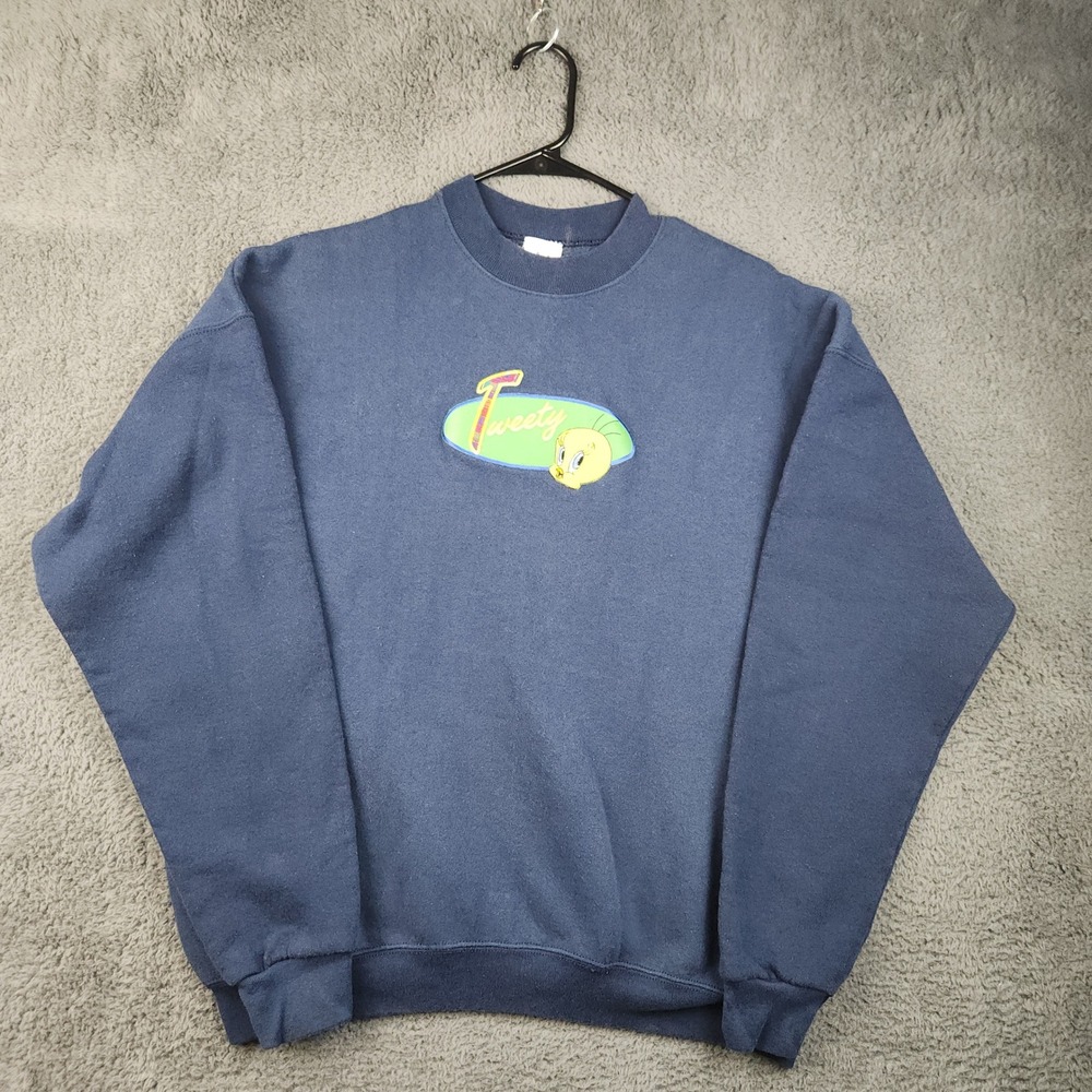 Looney Tunes Sweatshirt Mens XL Blue Crewneck Vintage 1997 Tweety Bird Graphic